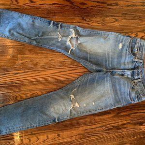 Classic Levis 501s, distressed denim, vintage